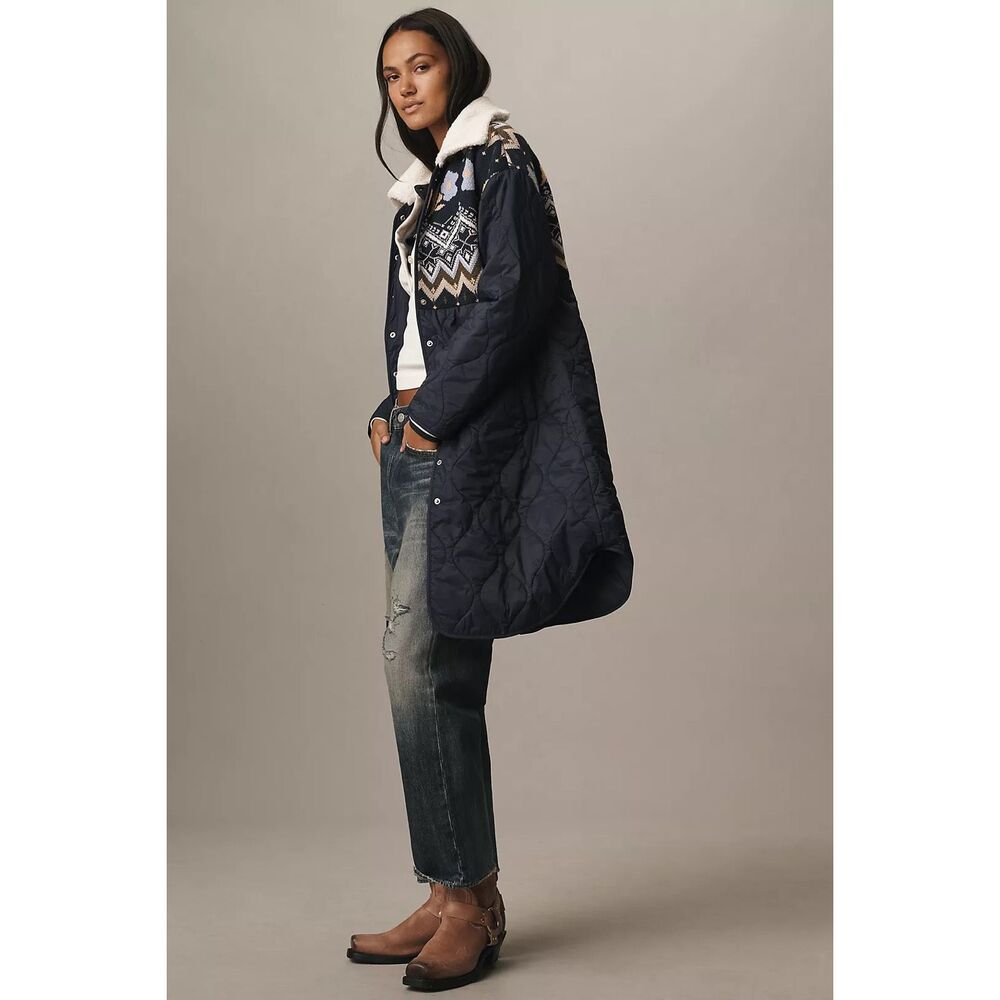 New By Anthropologie Fairisle Mix Liner Jacket Size S - Picture 4 of 13